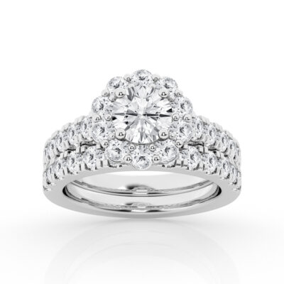3.00 cttw Halo Bridal Ring with 1.00 ct Round Center Stone