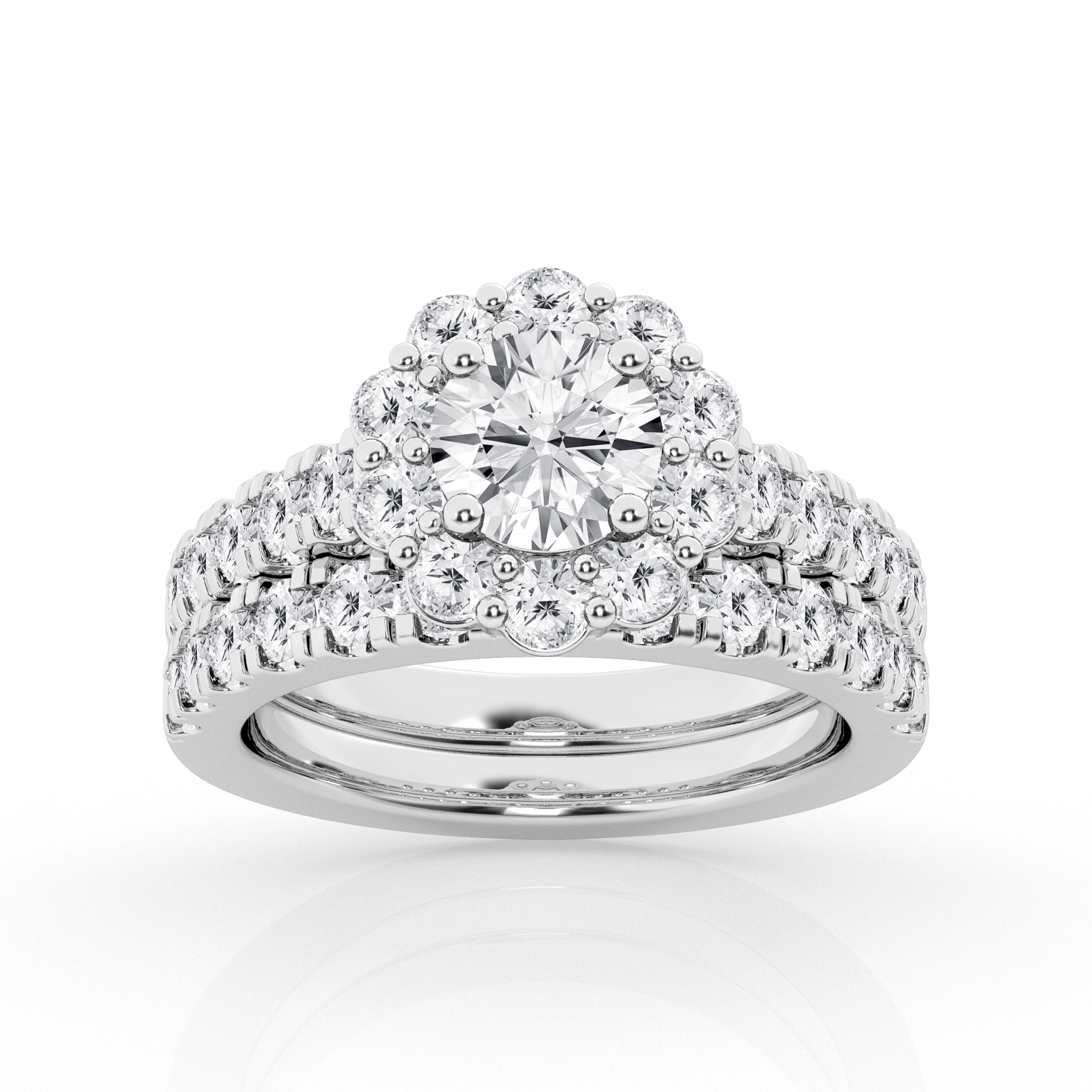 3.00 cttw Halo Bridal Ring with 1.00 ct Round Center Stone