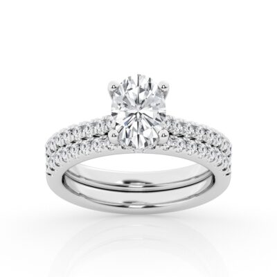 4.50 cttw Hidden Halo Bridal Ring with 4.00  center Oval