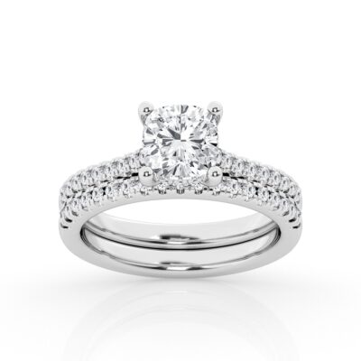 3.50 cttw Hidden Halo Bridal Ring with 5.00  center Cushion