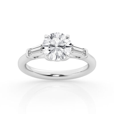 3 stone Ring with 2.00 ct Center Rounds with Tapper