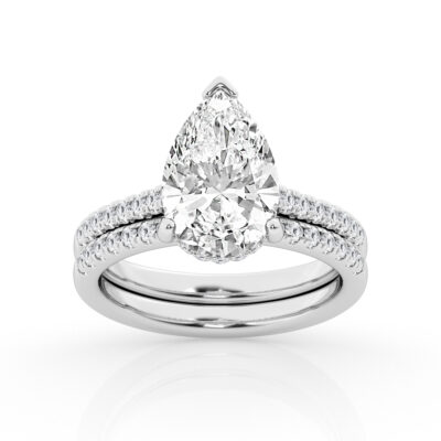 2.00 cttw  Hidden Halo Bridal Ring with 1.50 ct Pear Center Stone