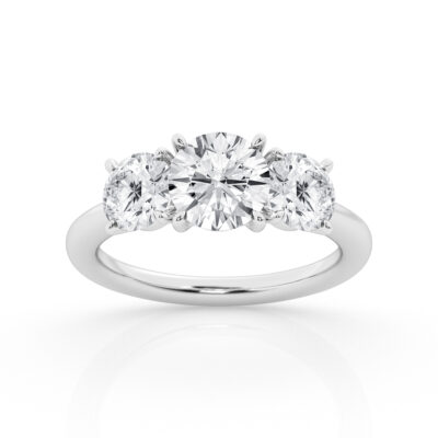3.00 cttw 3 stone Ring with 1.50 ct Round Center Stone